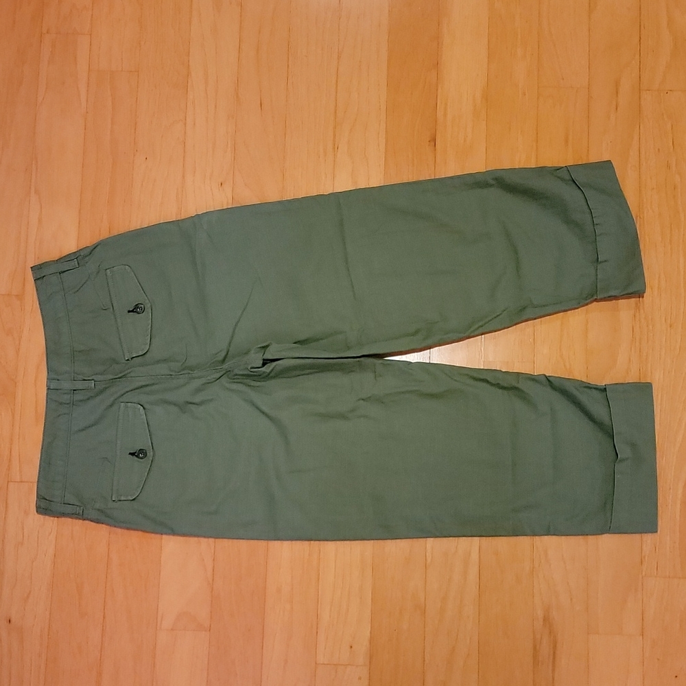 Rag & Bone Green Cotton Cuffed Cropped Chino Pants SALE